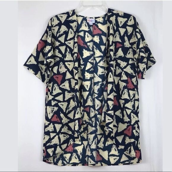 LulaRoe Lindsay Kimono Blue Print Open Wrap Sz 3 - Picture 1 of 4